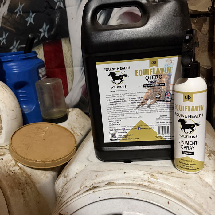 Otero Omega Oil and Liniment Spray in a customer's barn, from Ashley P's verified review